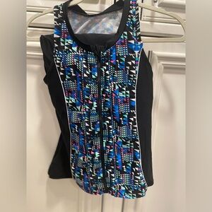 Scuba style two piece skirted swimsuit